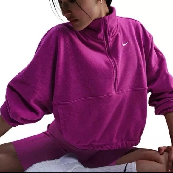 Nike Jackets & Blazers - Nike One Therma-FIT Oversized 1/2 Zip Fleece Med Pink Women's/Magenta Sweatshirt